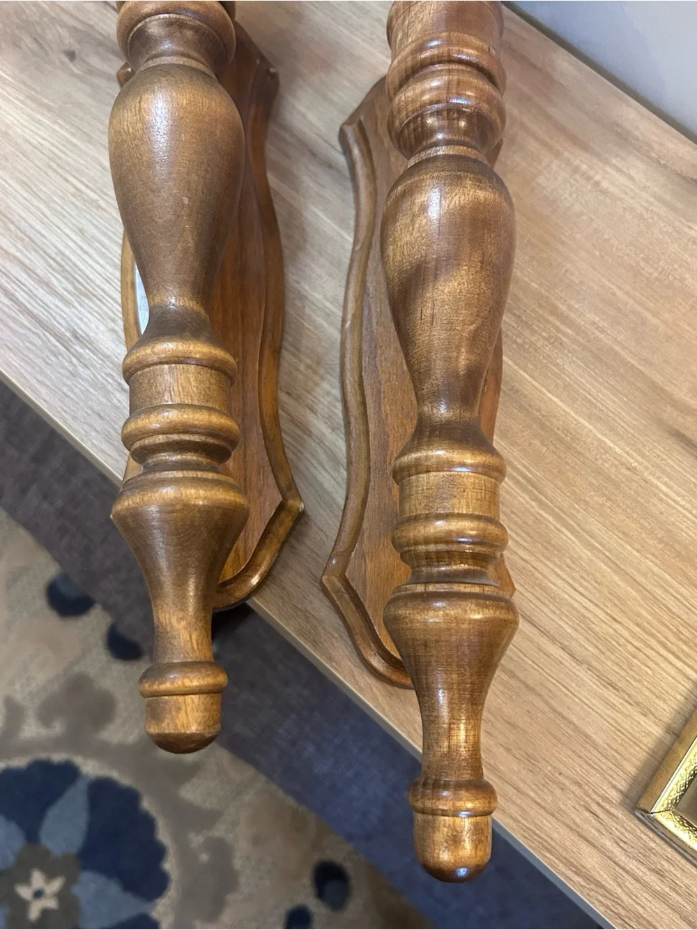 Vintage Wood Wall Sconces in Warm Brown
